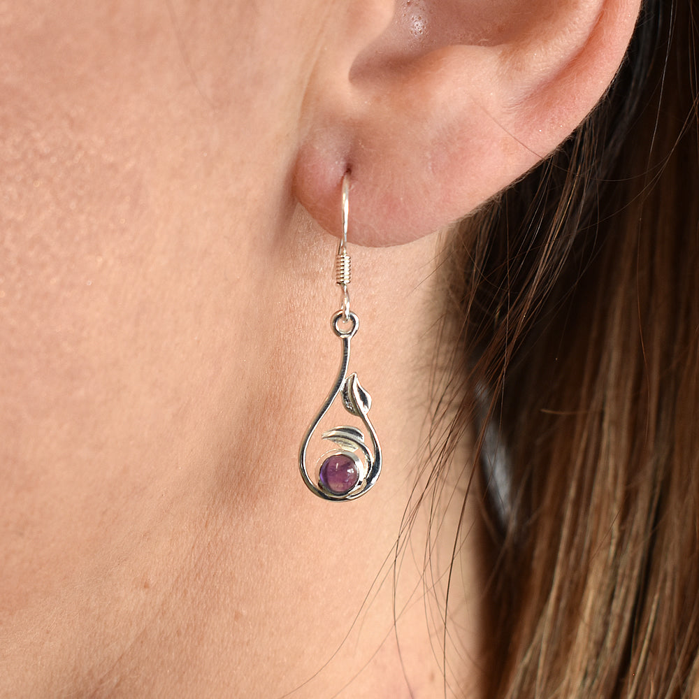Lola amethyst leaf earrings