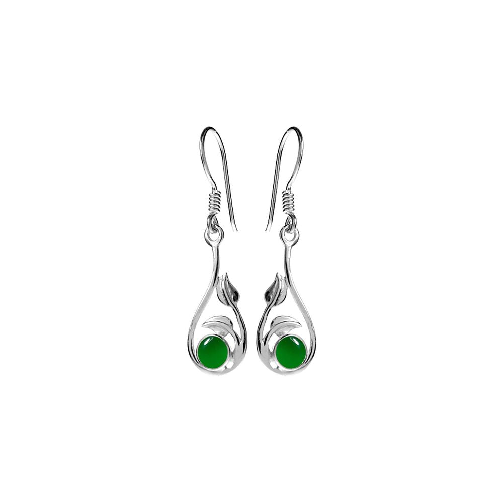 Lola green agate leaf earrings