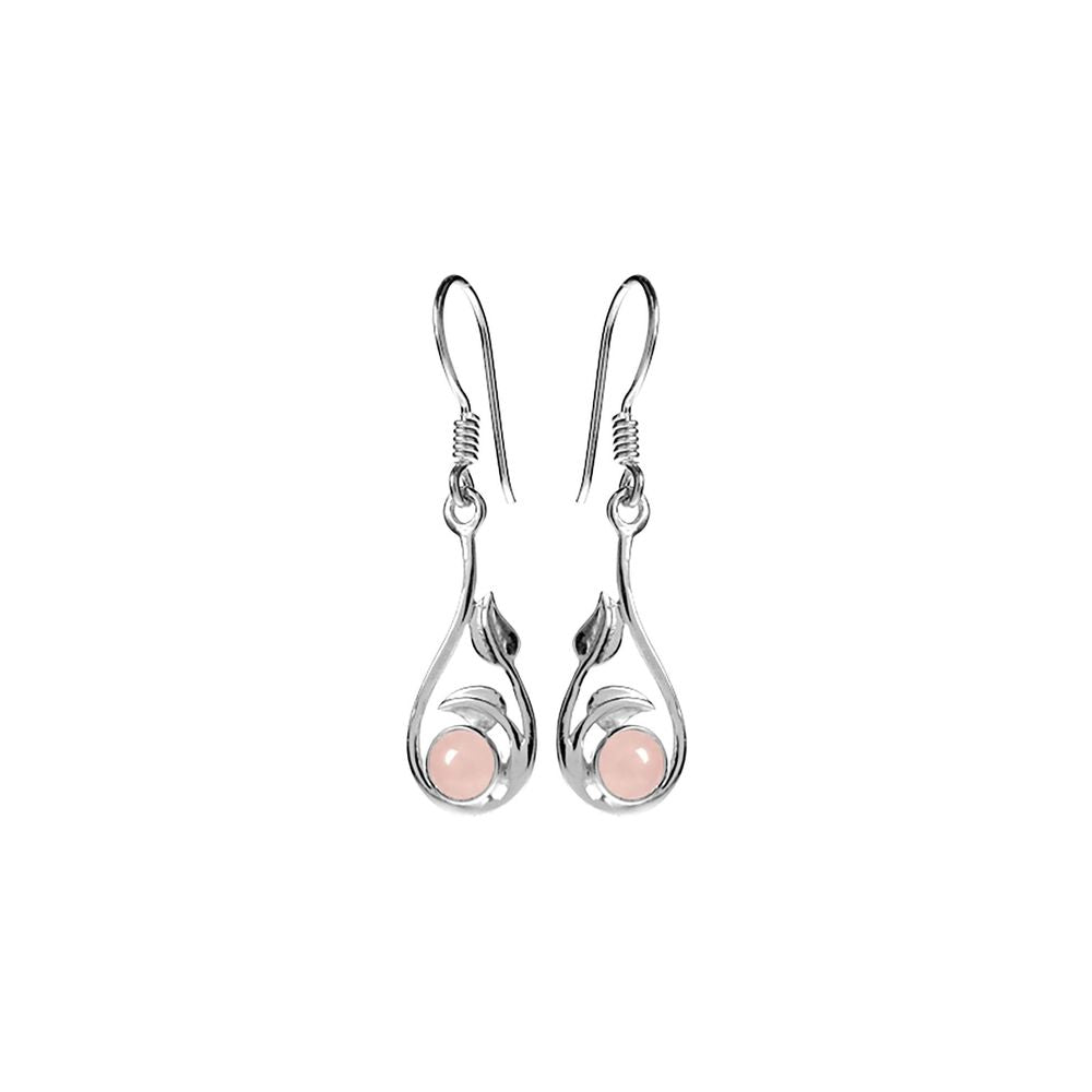 Lola rose quartz leaf earrings