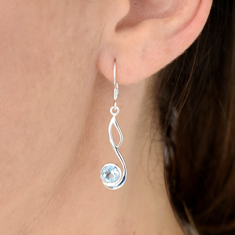 Lola swept loop blue topaz earrings