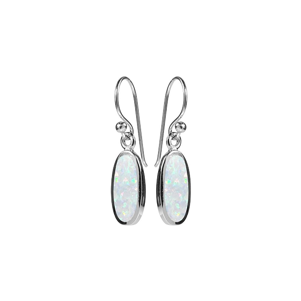 Diana small oval white opal earrings
