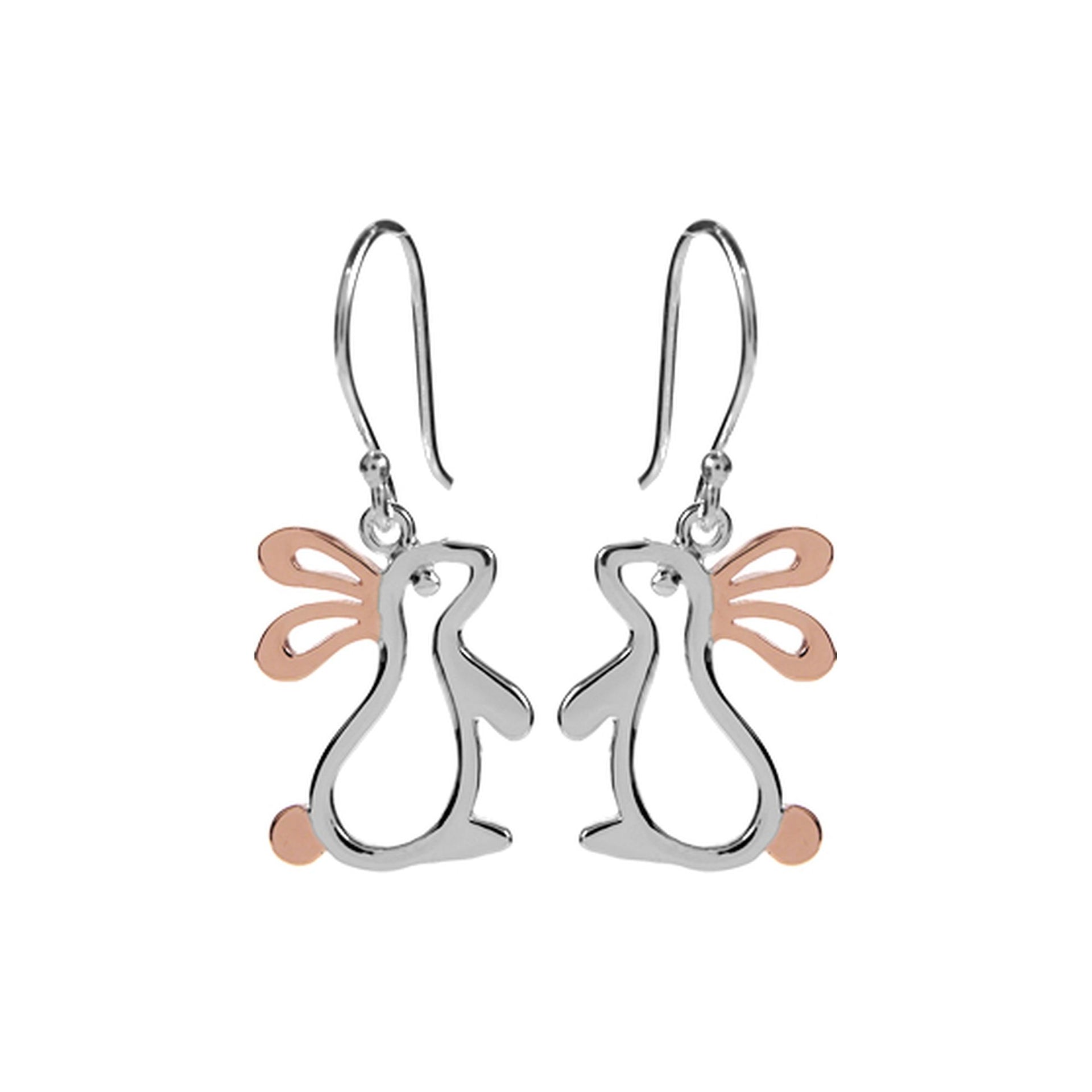 Bunny silhouette earrings with rose gold plate