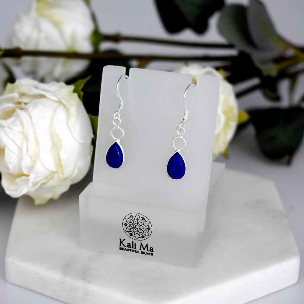 Ivy hoop teardrop lapis lazuli earrings