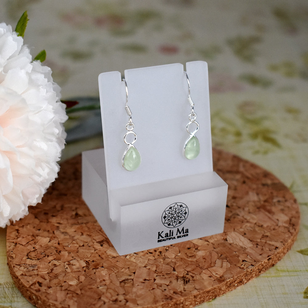 Ivy hoop teardrop prehnite earrings