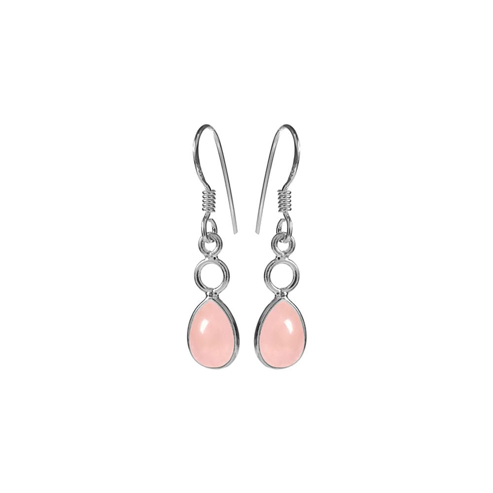 Ivy hoop teardrop rose quartz earrings