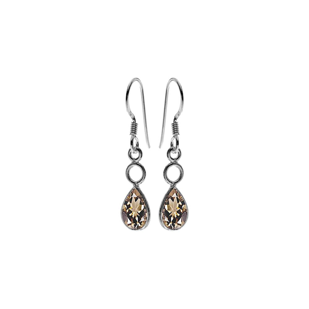 Ivy hoop teardrop smokey quartz earrings