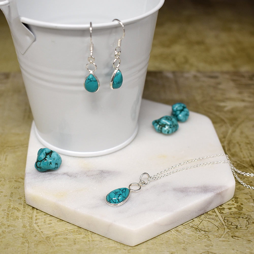 Ivy hoop teardrop turquoise pendant