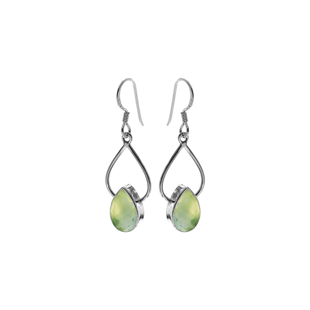 Ivy wire teardrop prehnite earrings