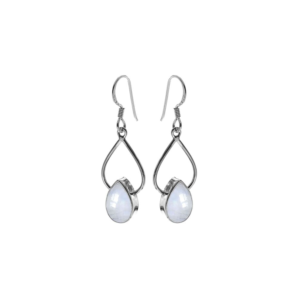 Ivy wire teardrop rainbow moonstone earrings