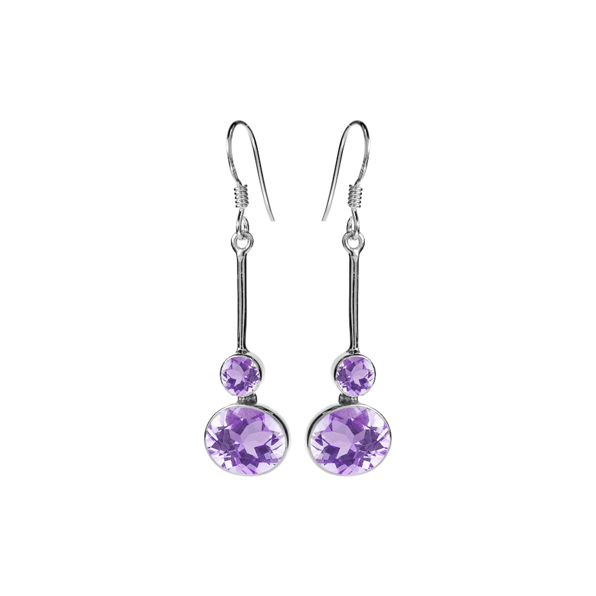 Bridget amethyst facet bar drop earrings