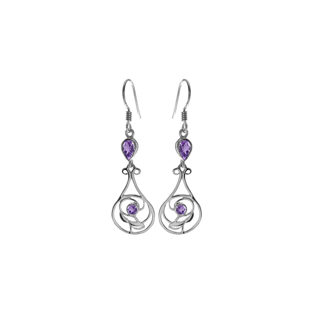 Tilly art nouveau teardrop & round amethyst earrings