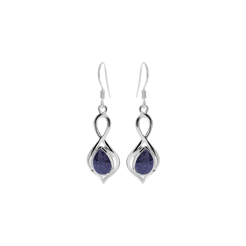 Lola loop & teardrop blue goldstone earrings