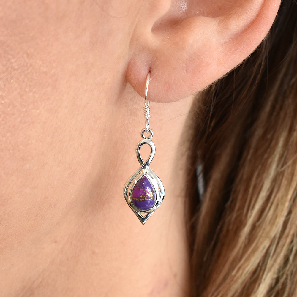 Lola loop & teardrop purple mohave turquoise earrings