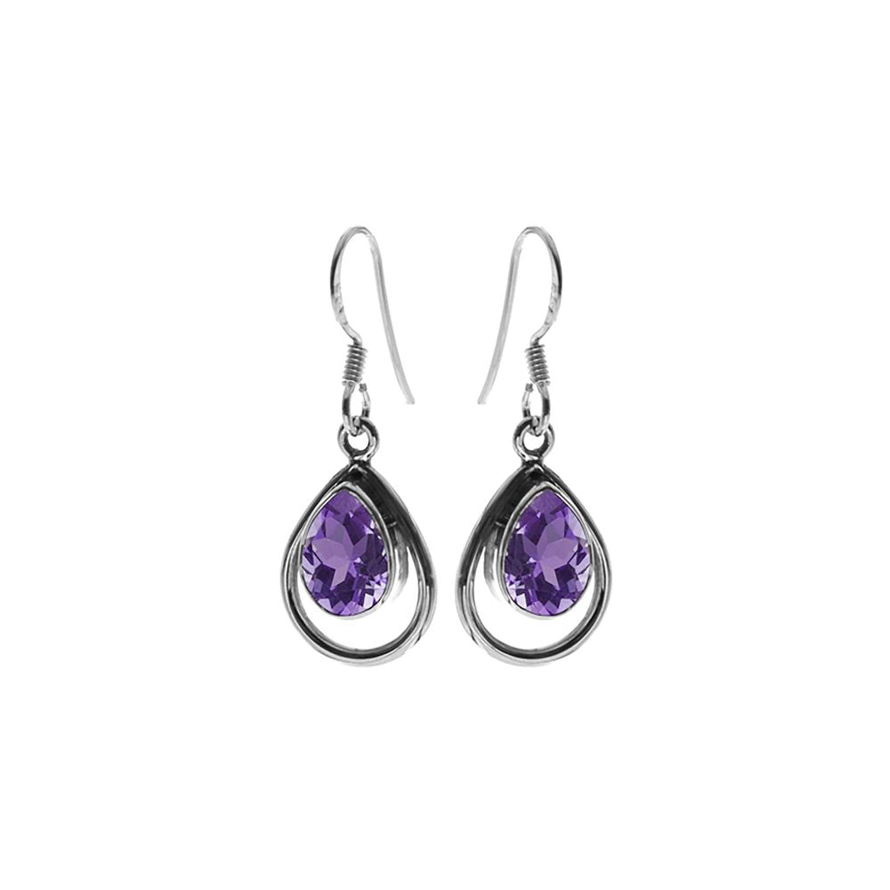 Amy framed amethyst facet teardrop earrings