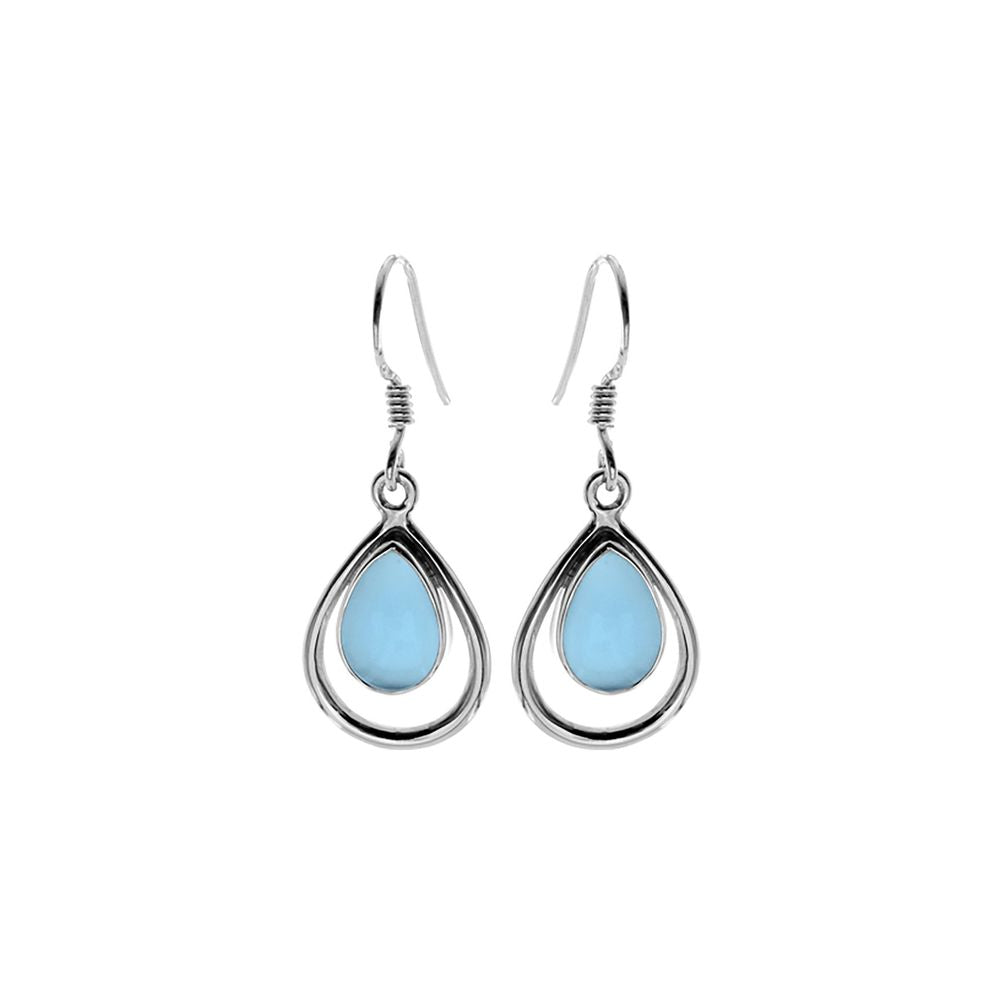 Amy framed blue chalcedony teardrop earrings