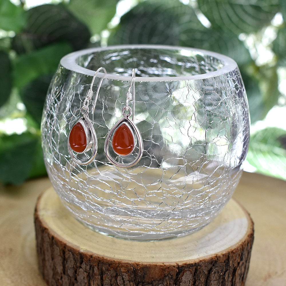 Amy framed carnelian teardrop earrings