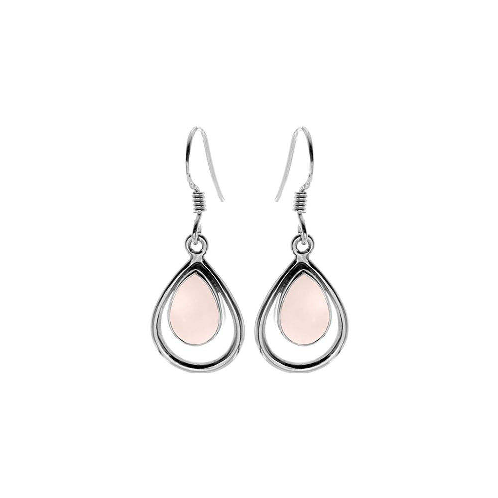 Amy framed rose quartz teardrop earrings