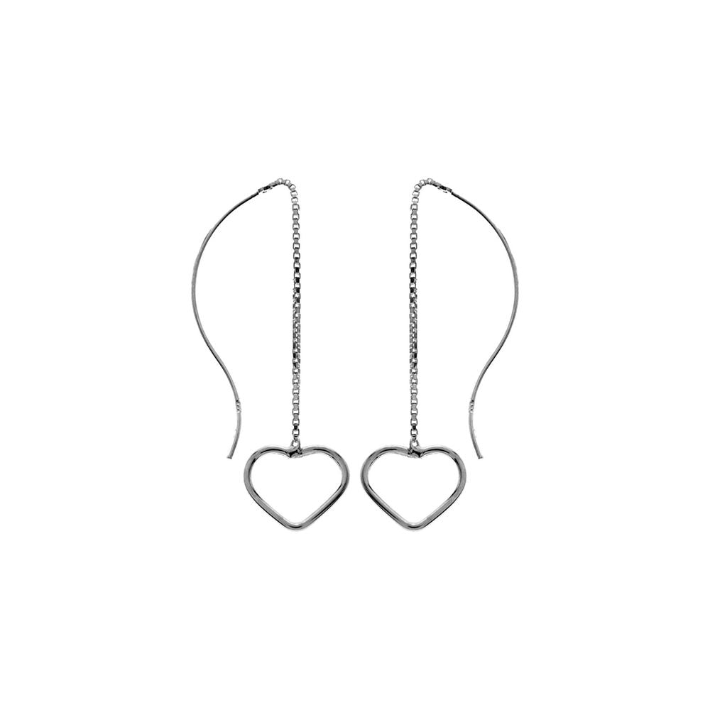 Lily pull-through box chain heart earrings