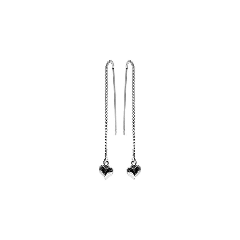 Amora small heart pull through earrings