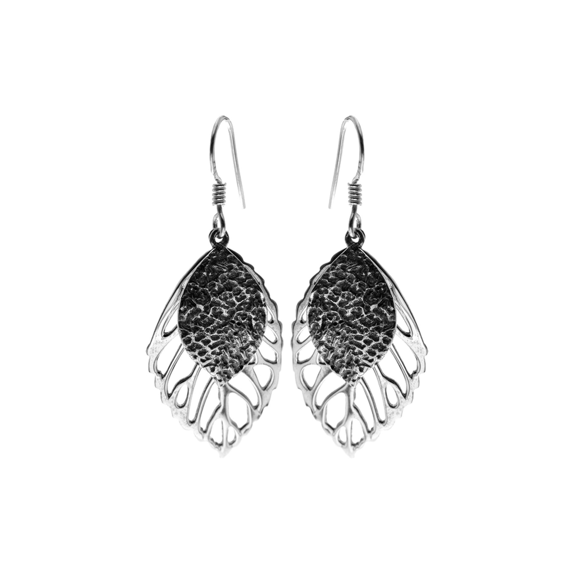 Double leaf earrings
