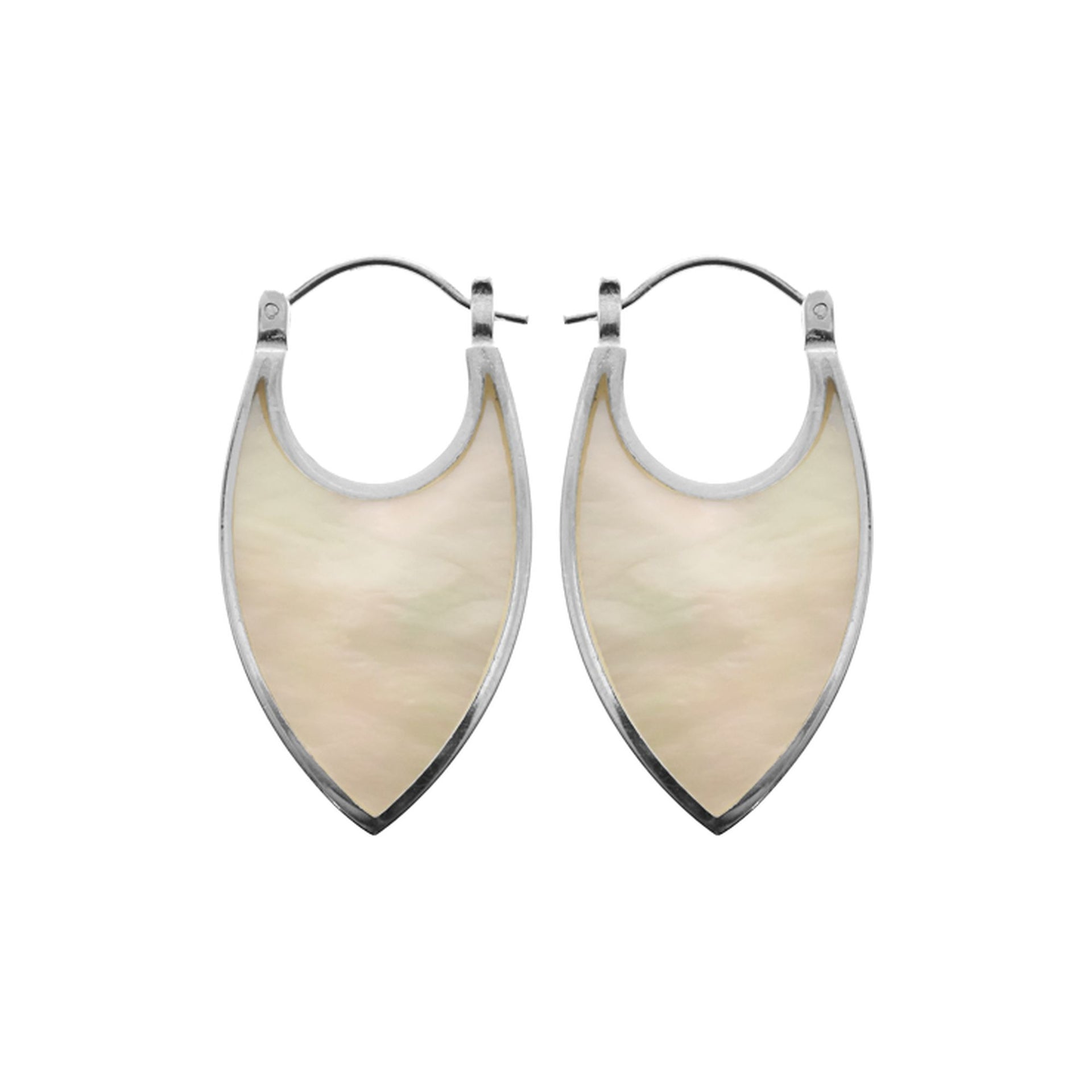 Framed mother of pearl tapered Creole earrings