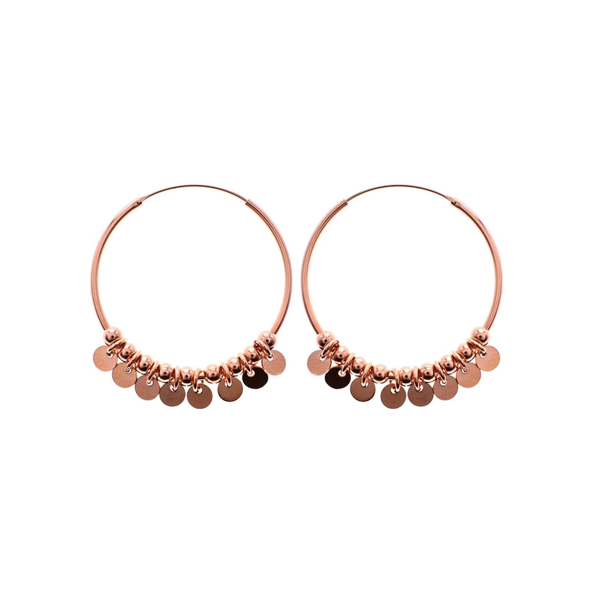 Rose gold plated gypsy boho sleeper hoop earrings