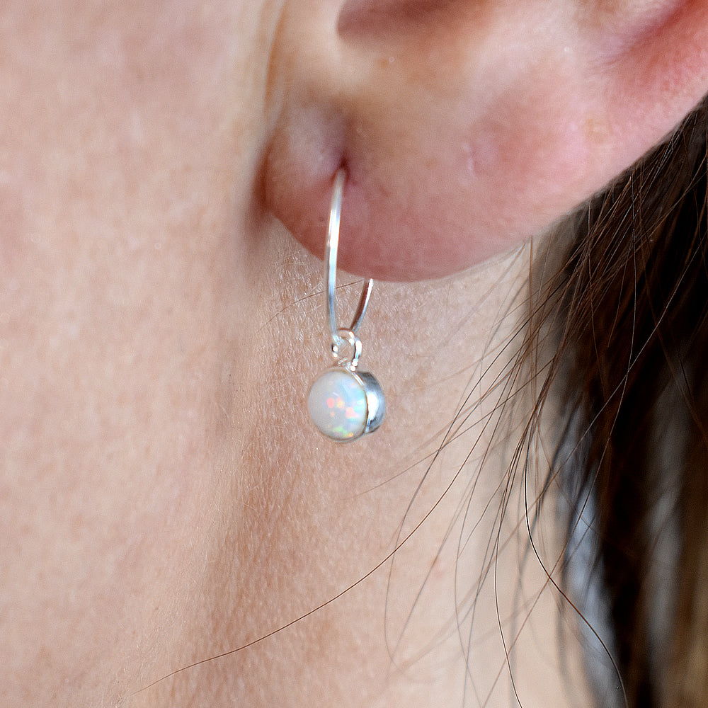 Angelica sleeper hoops with white opalique drop