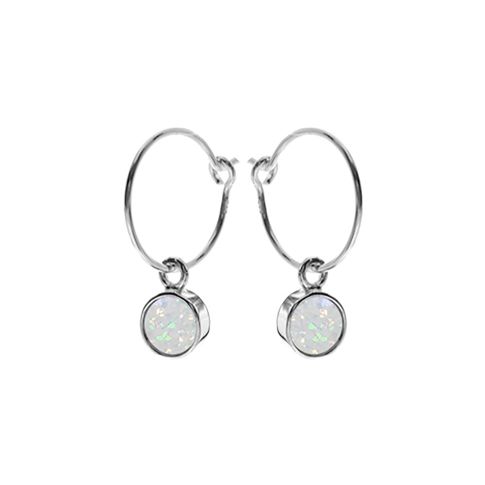 Angelica sleeper hoops with white opalique drop