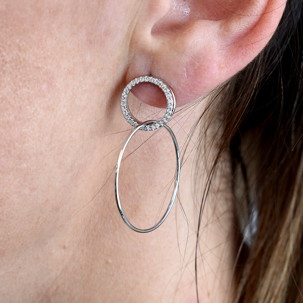 Davina CZ interlinked hoop stud earrings