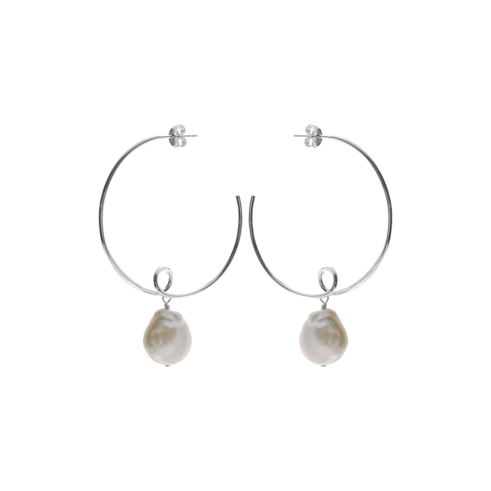 Stud top hoops with coin pearl & twist detail