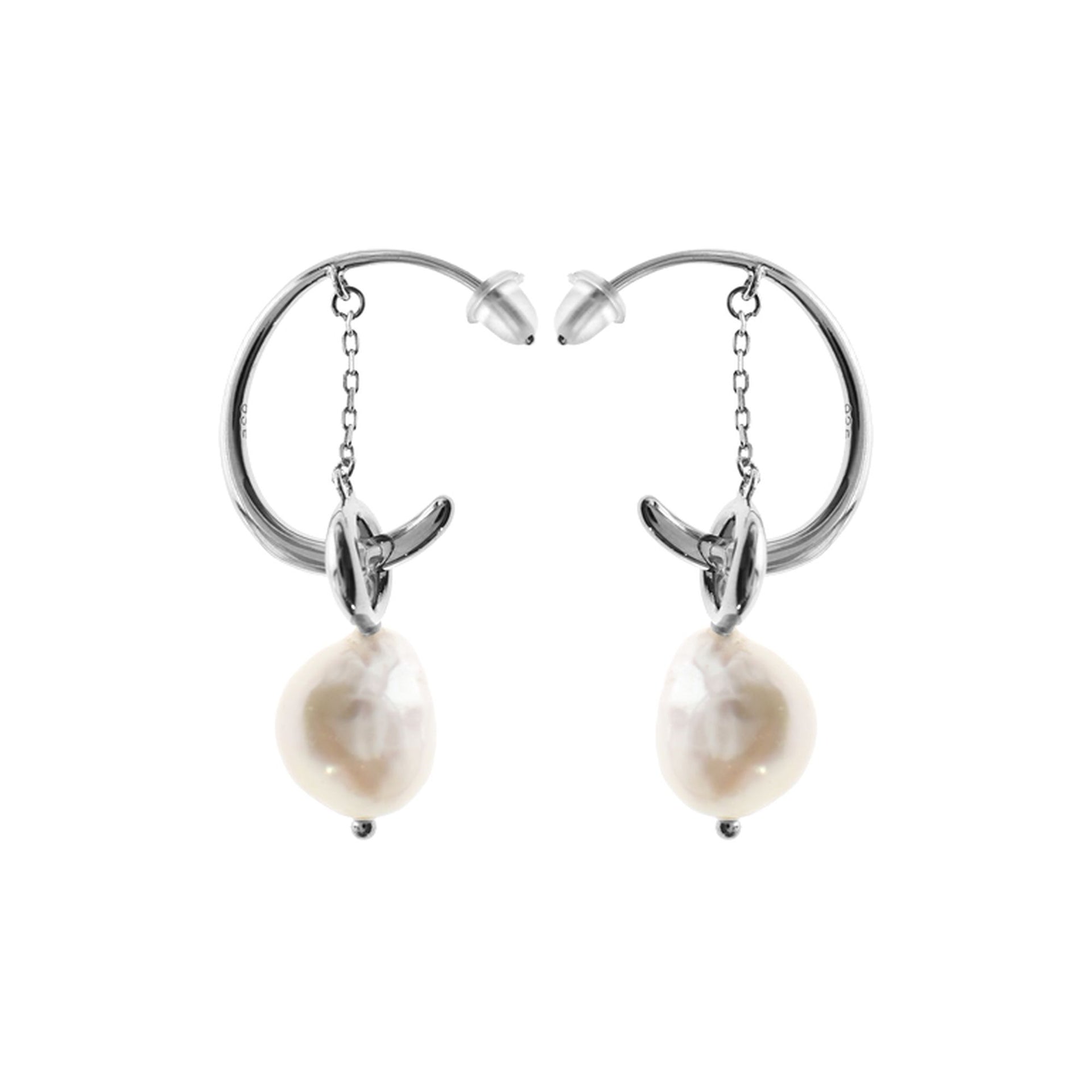 Pendulum style earrings with baroque pearl