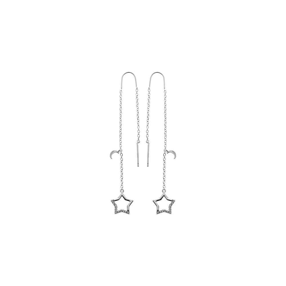 Natalie half-set CZ star & moon thread through earrings