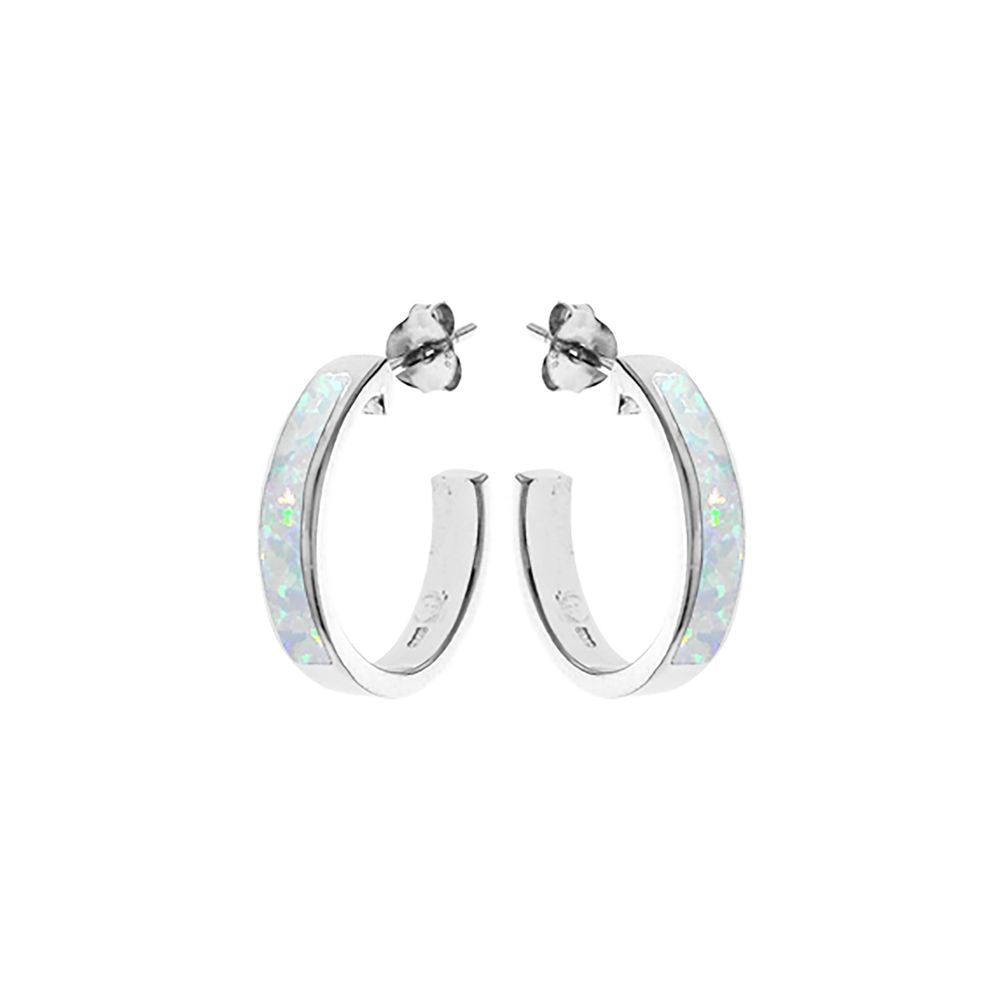 Diana square profile white opal huggies