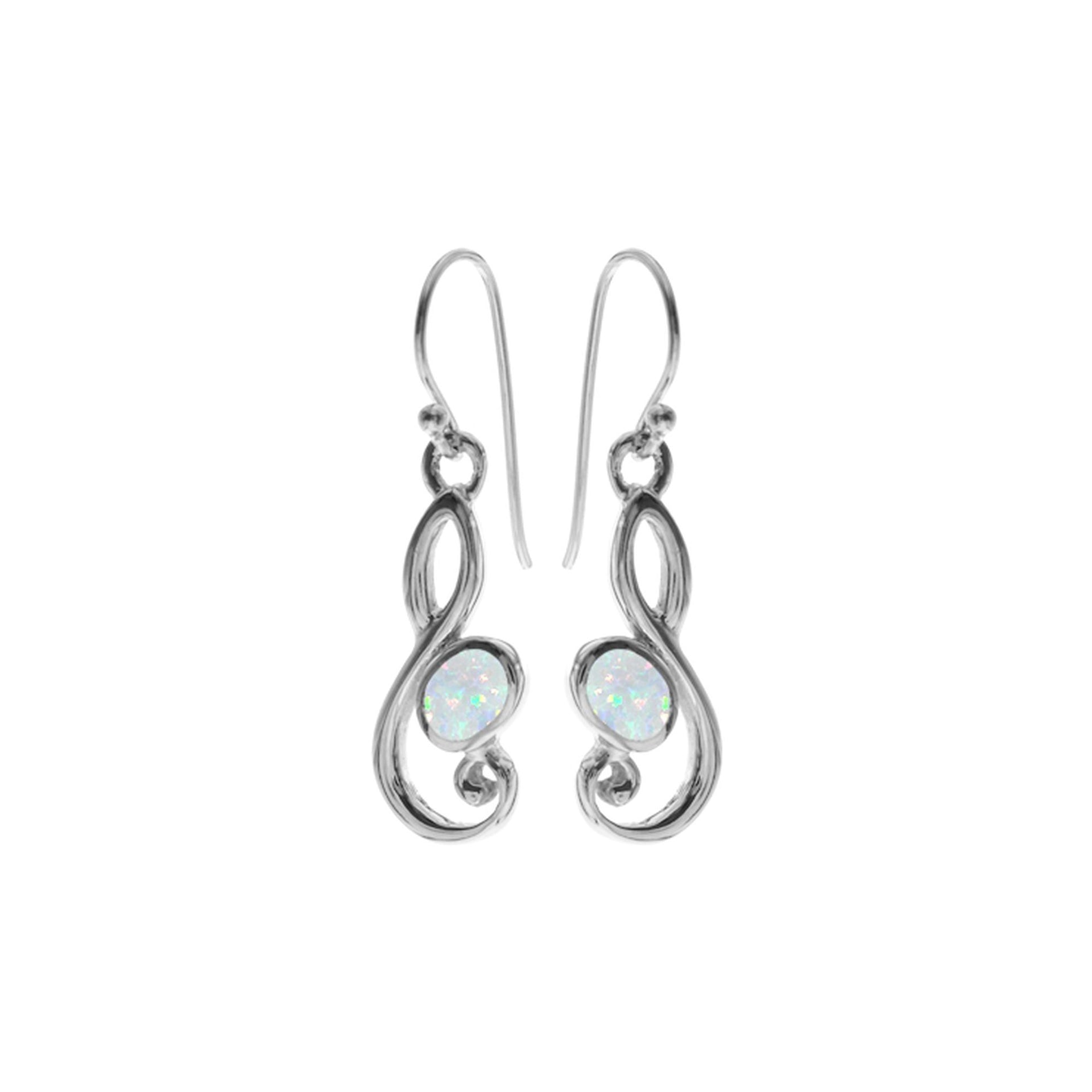 Antoinette white opalique swept open loop earrings