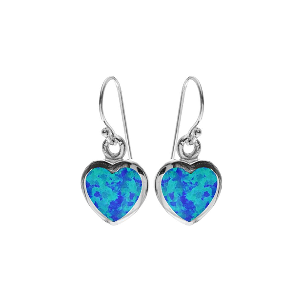 Diana blue opal medium heart earrings