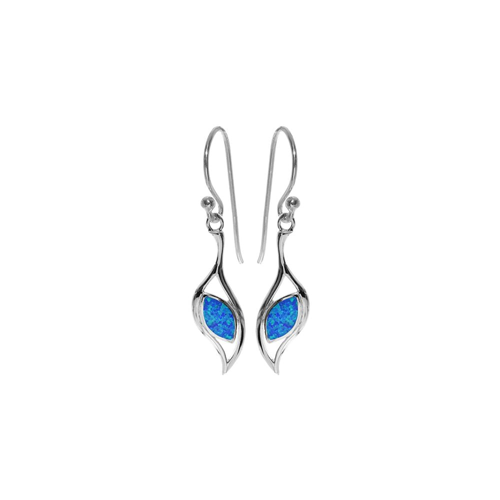 Antoinette open leaf marquis blue opalique earrings