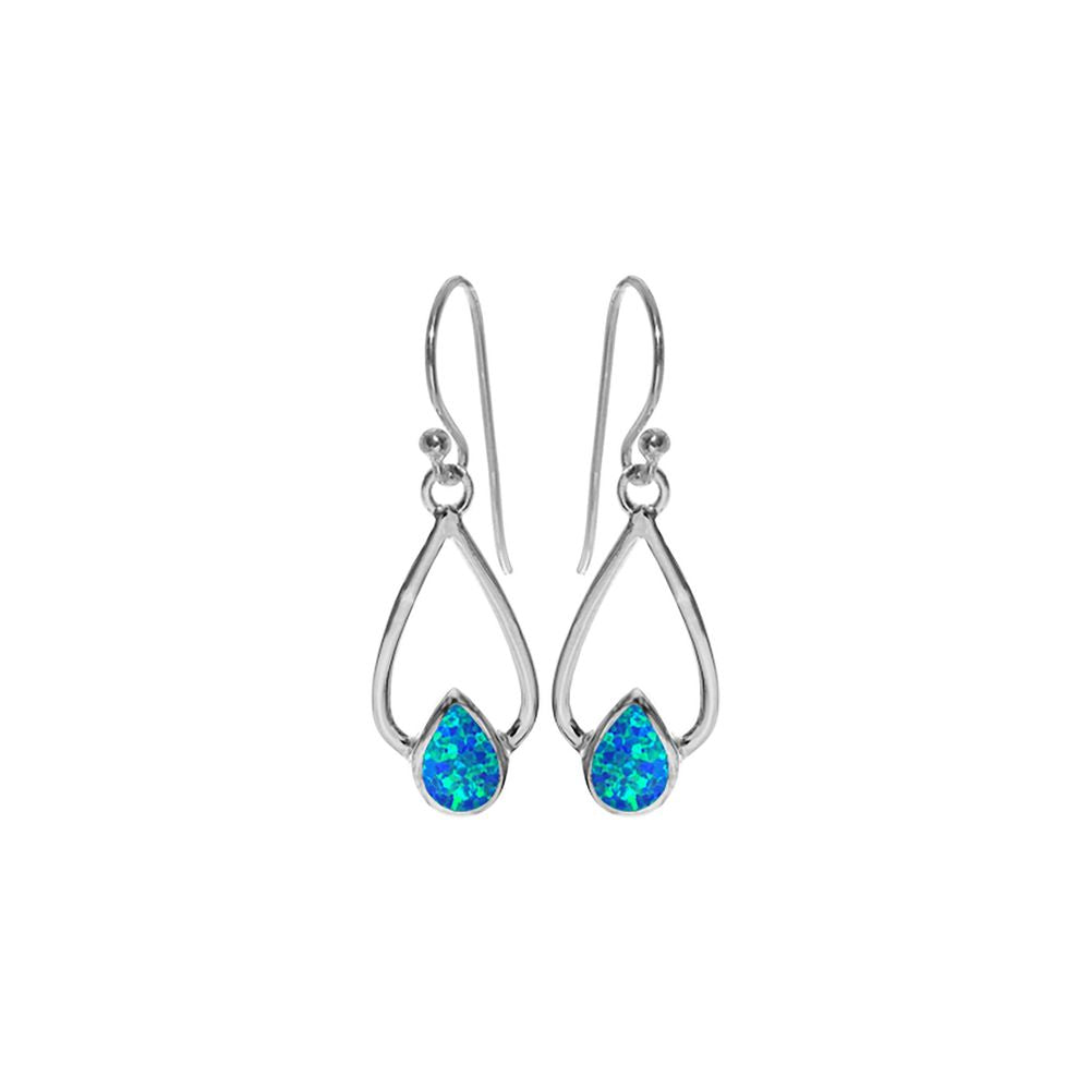 Antoinette teardrop blue opalique open teardrop earrings