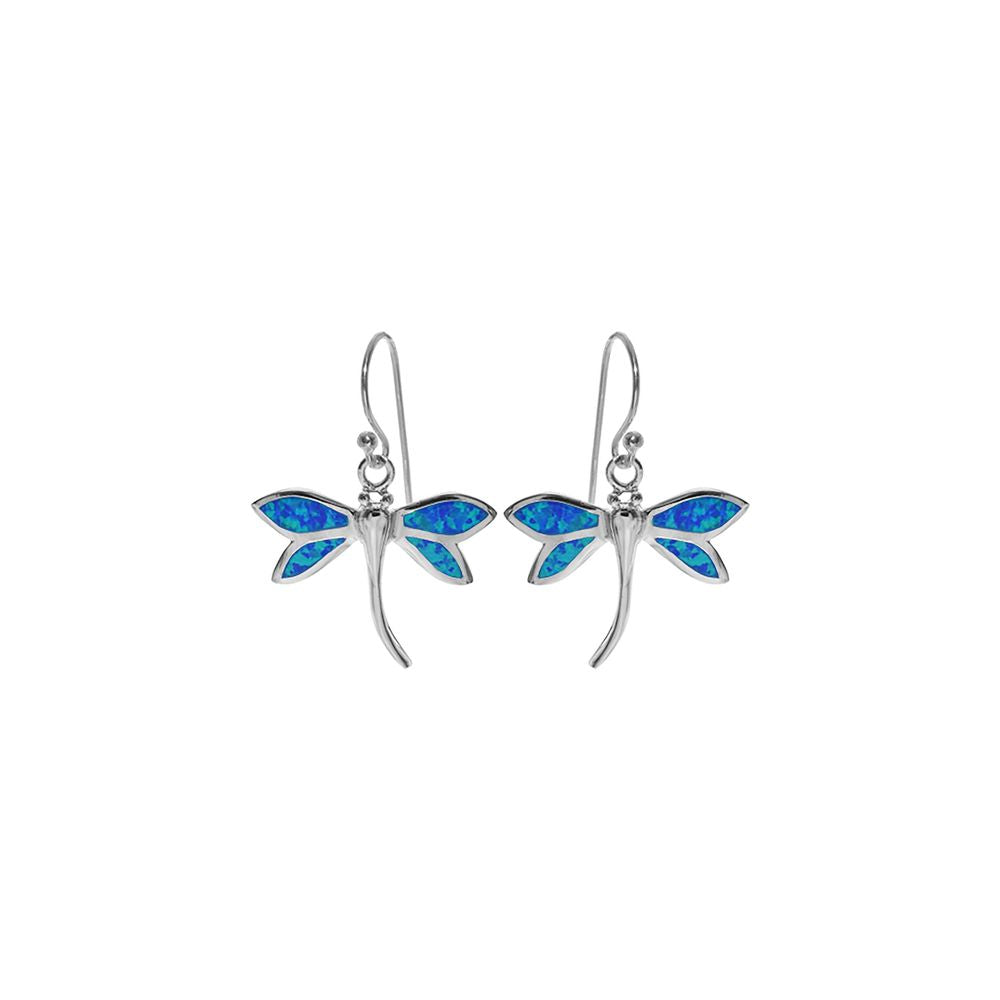 Emerie small blue opal dragonfly earrings