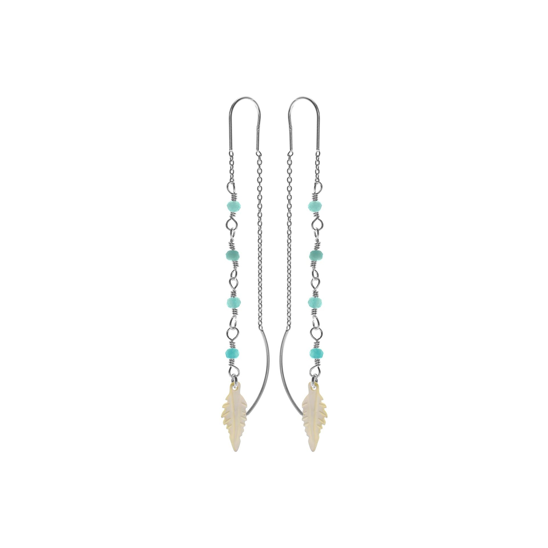 Sophia boho sea leaf pull-through earrings
