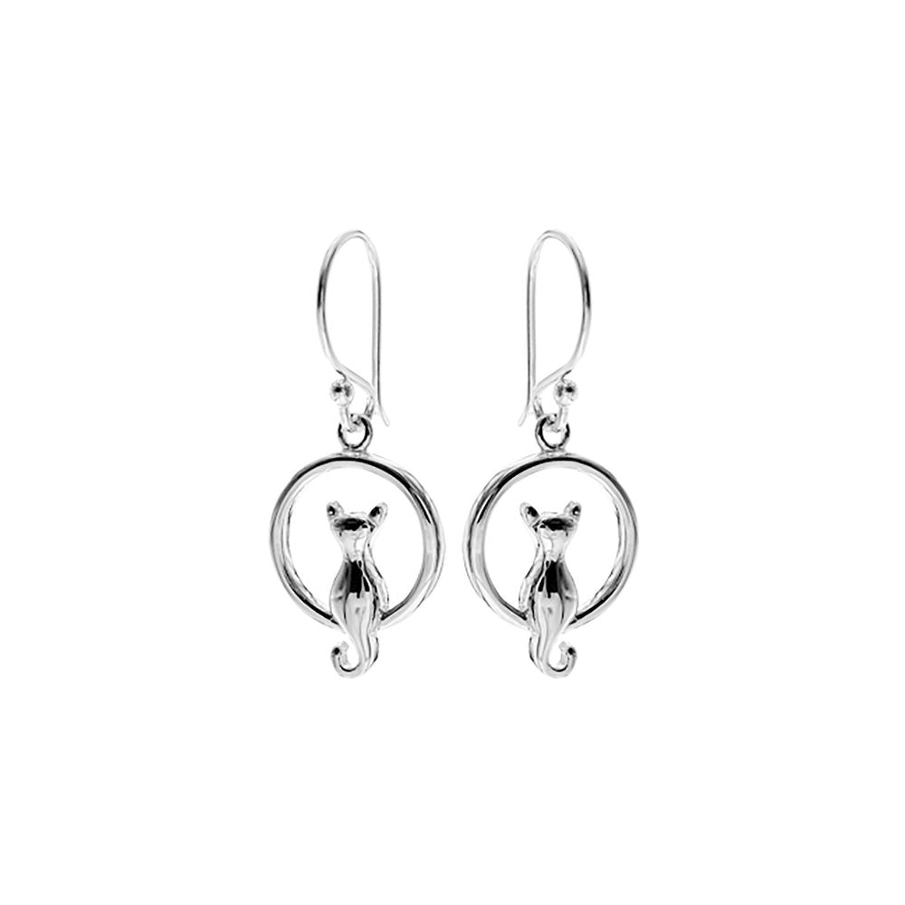 Matilda cat silhouette in hoop earrings