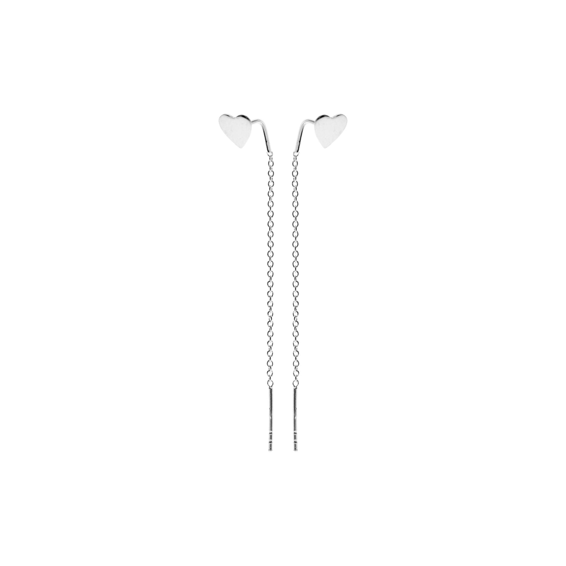 Amora flat heart pull through earrings