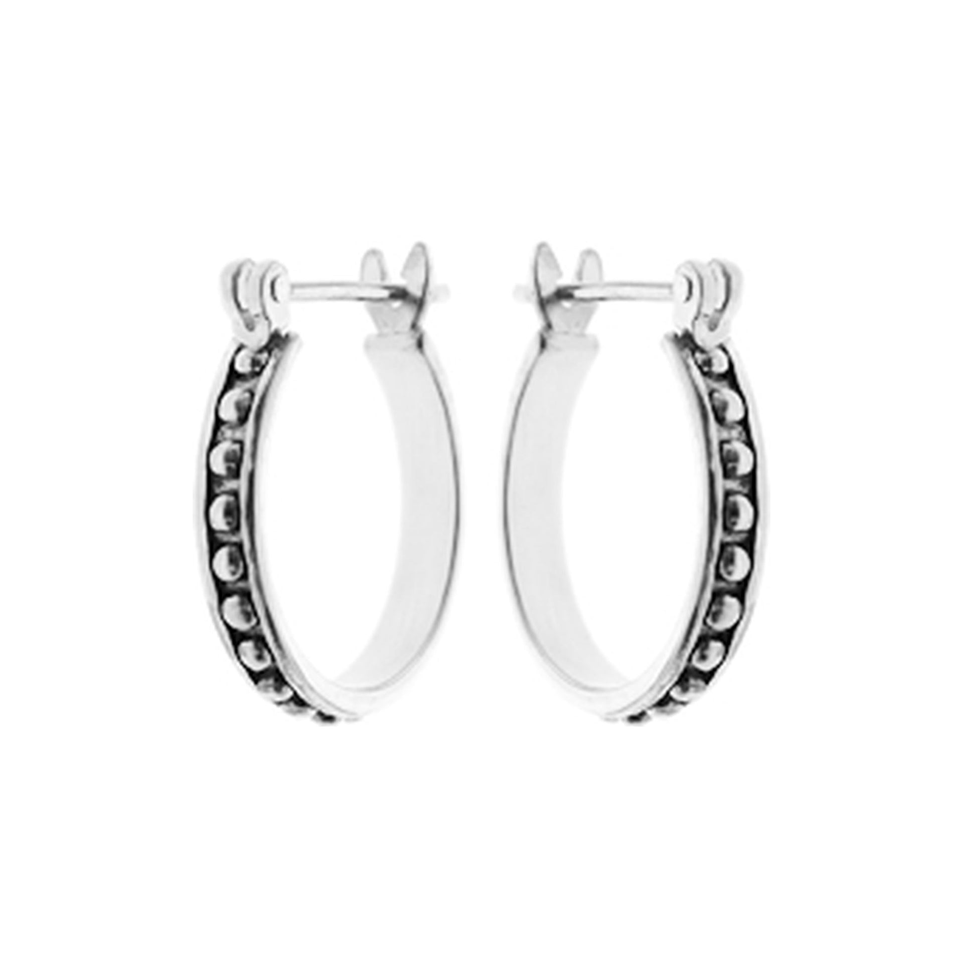 Oxidised studded hinged top hoop earrings