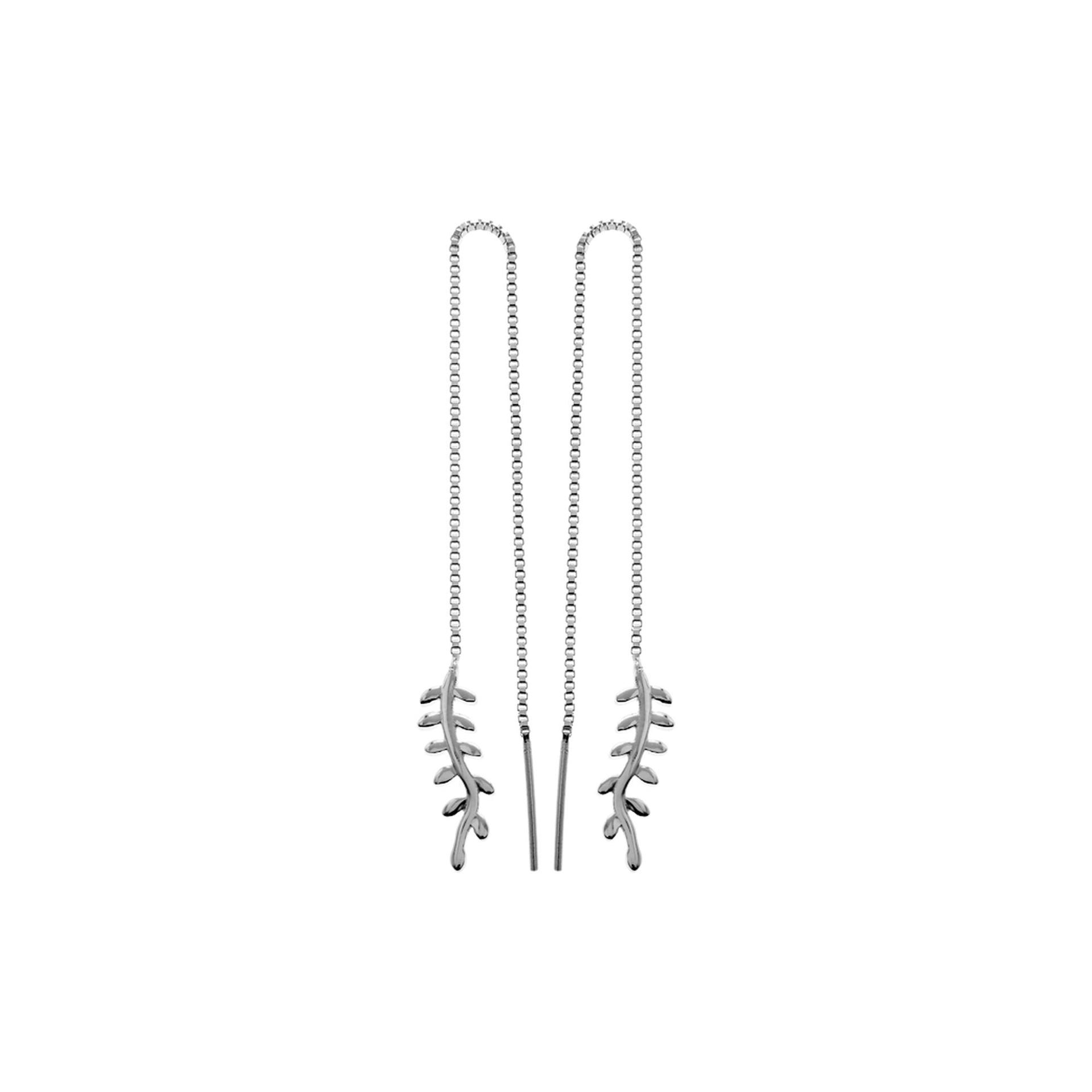 Leaf sprig thread through earrings
