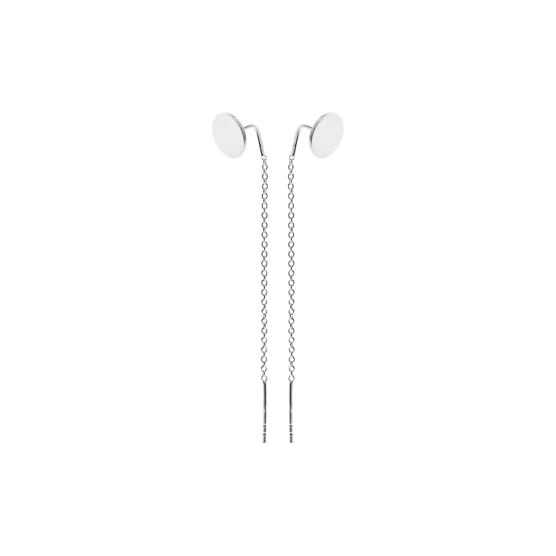 Flat circle front pull through earrings