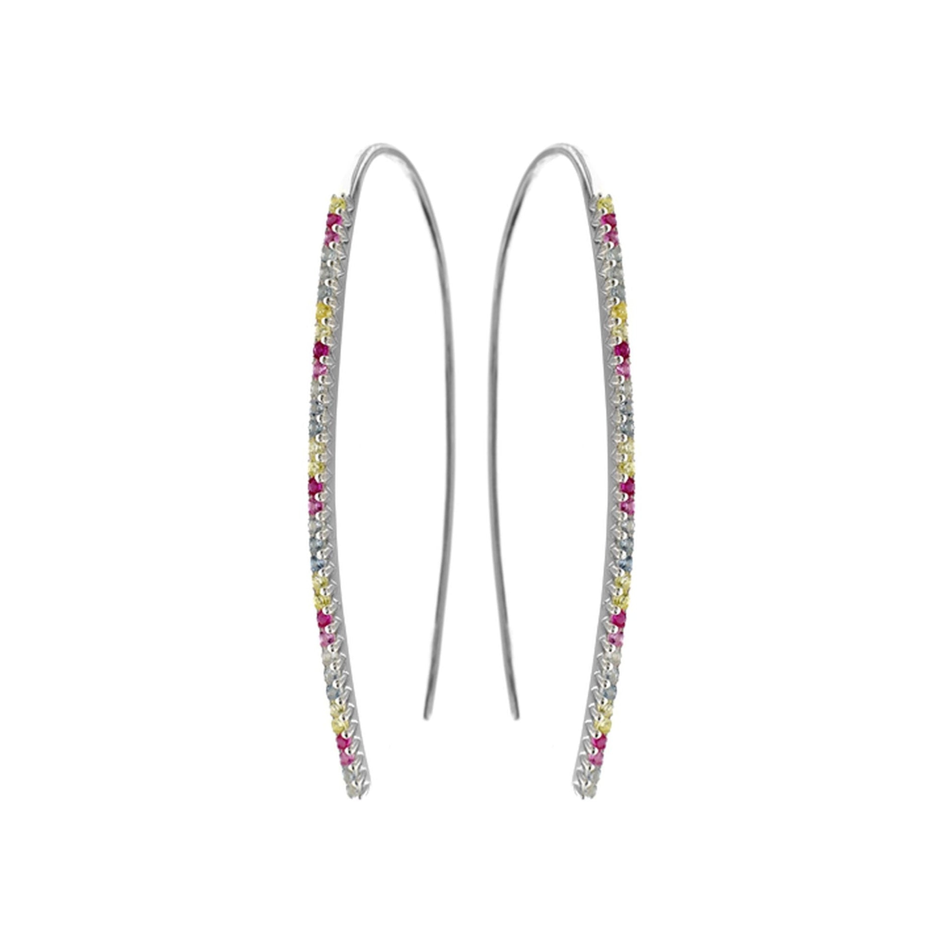 Rainbow CZ long hairpin earrings