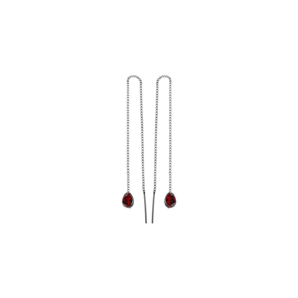 Bridget teardrop faceted garnet pull through earrings
