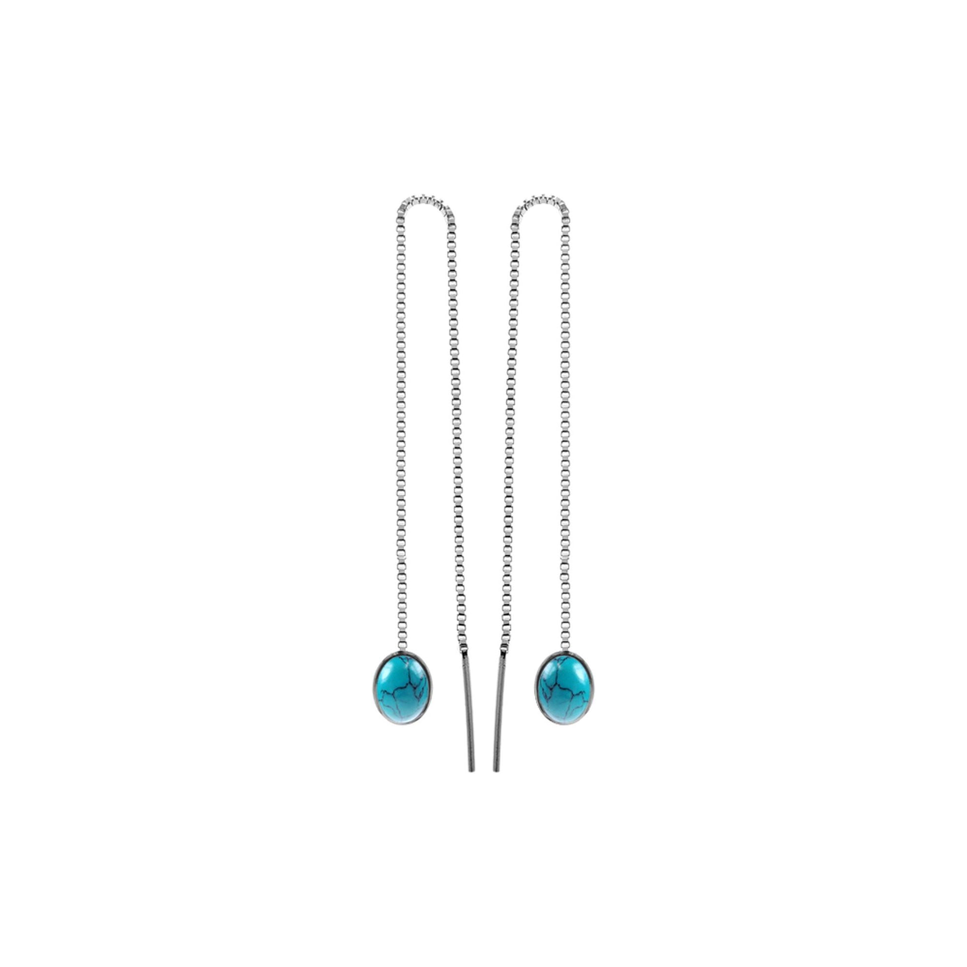 Bridget oval turquoise pull through earrings