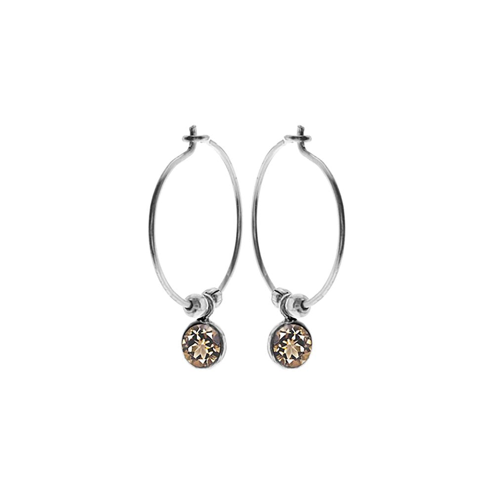 Ivy hoops with smokey quartz (small)