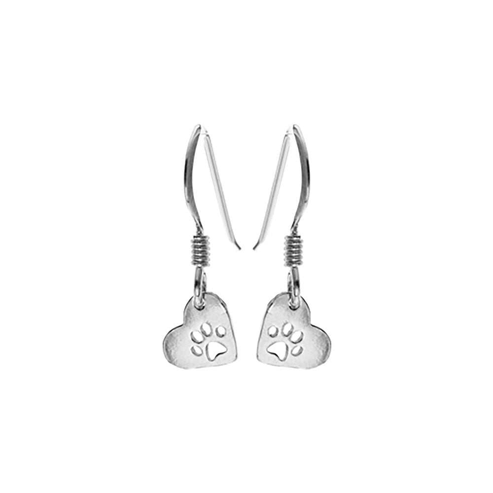 Matilda heart with pawprint earrings