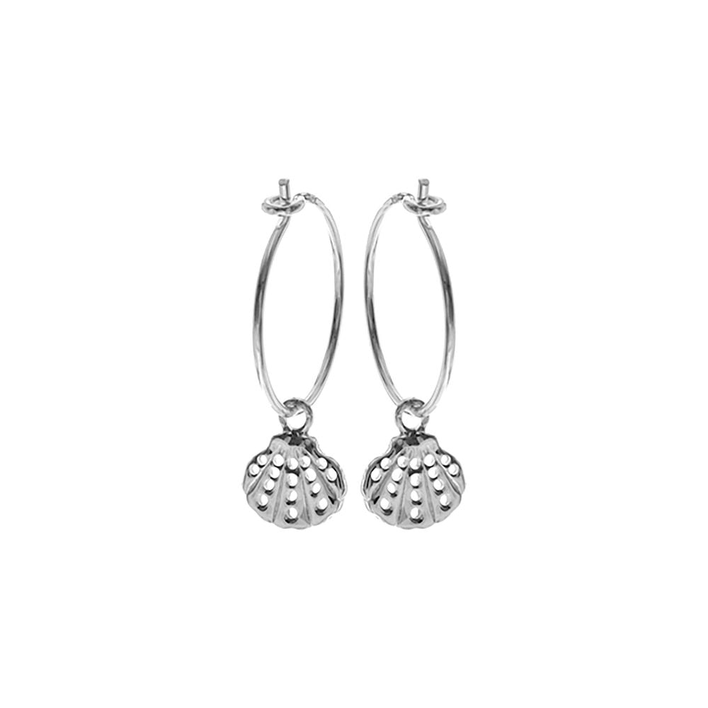 Mila clam shell charm hoops